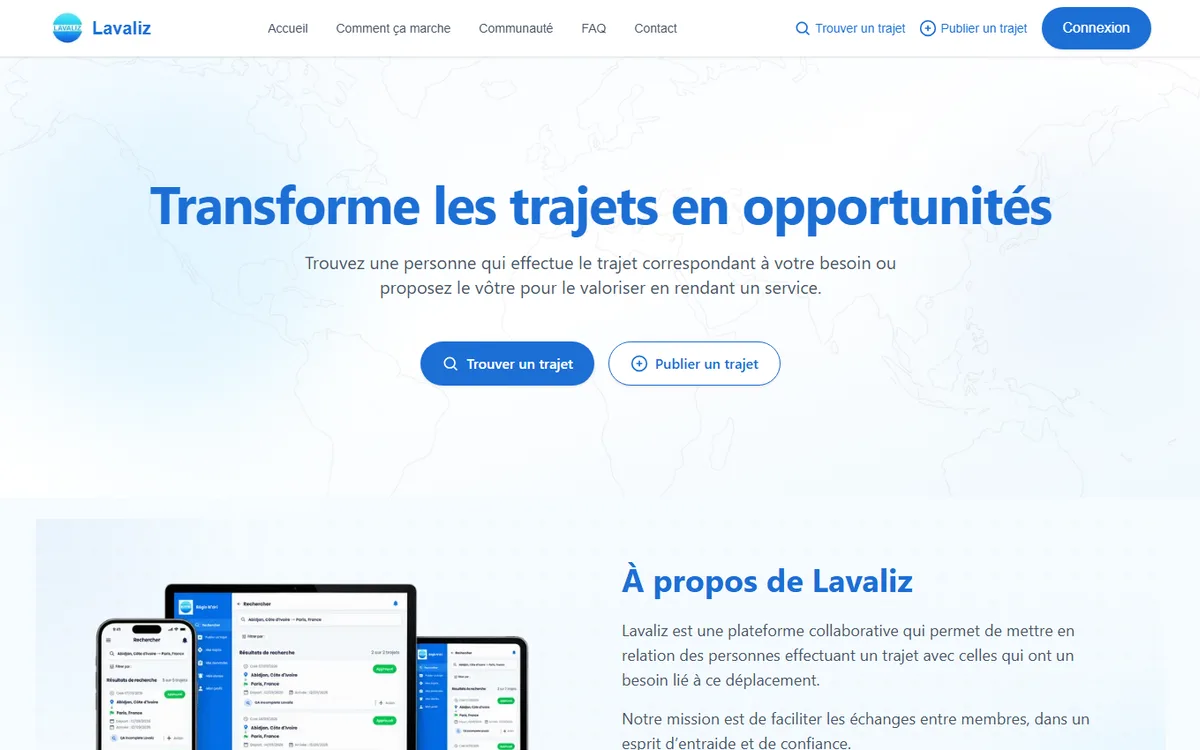 Page d’accueil du site Lavaliz